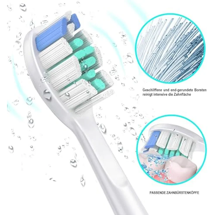 Aismaili 12er Aufsteckbürsten für Philips Sonicare - Weiße Zahnbürstenköpfe mit Memory-Borsten und intensiver Reinigung, kompatibel mit verschiedenen Modellen. – Bild 3