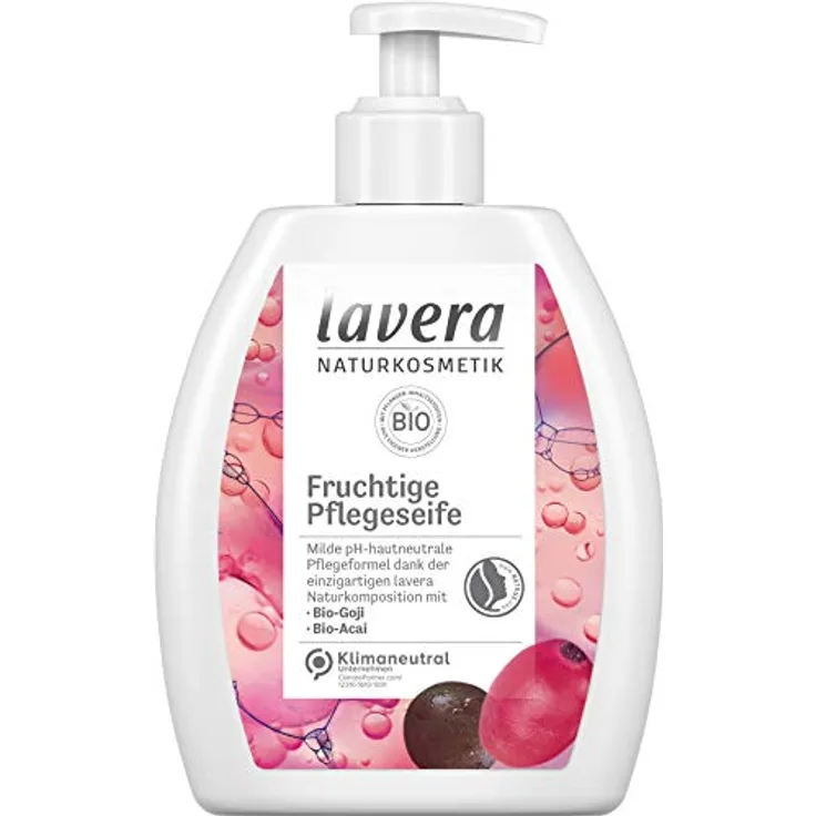 lavera Fruchtige Pflegeseife • Bio-Goji & Bio-Acai • milde Reinigung • fruchtiger Duft • vegan • pH-hautneutrale Pflegeformel • 6er Pack(6x 250 ml)