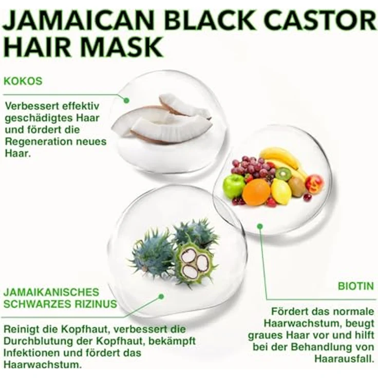 P-Beauty Rizinus Black Castor Haarmaske, 60g - intensive Feuchtigkeitspflege für trockenes, krauses & gefärbtes Haar, fördert Haarwachstum, vegan, für alle Haartypen – Bild 3