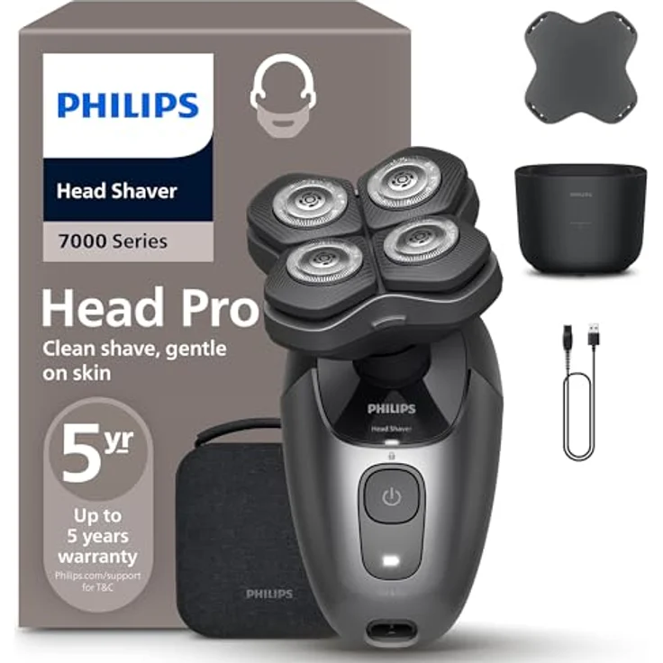 PHILIPS Head Shaver Pro Series 7000, Glatzenrasierer mit 360°-Scherkopf, ComfortCut-Klingen, wasserdicht, Modell HS7980/15 – Bild 1
