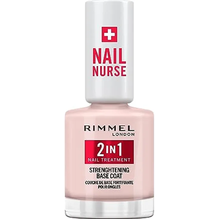 Rimmel London NAIL NURSE 2 IN 1 nail treatment & Base Coat 12 ml, Vegan mit Amethyst und Sellerieextrakt, schnelltrocknend