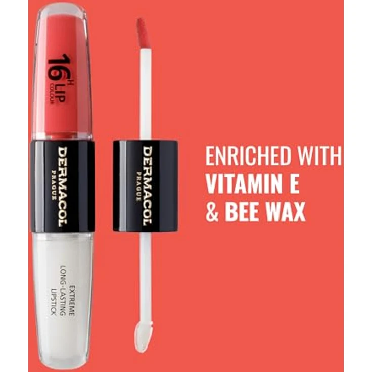 Dermacol 16H Lip Colour, langlebiger, glänzender Lippenstift, Farbton 26, 2x4 ml, mit Vitamin E und Bienenwachs für optimale Lippenpflege – Bild 3