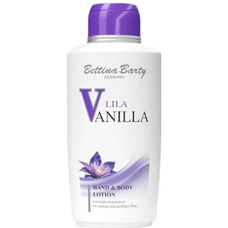 Bettina Barty LILA VANILLA Hand & Body Lotion 500ml | Feuchtigkeitsspendend | Zieht schnell ein | Samtig gepflegte Haut | Pudrig-warmer, blumiger Duft | Vegan | Made in Germany