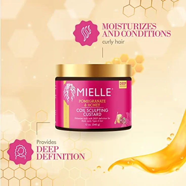 Mielle Organics Curling Custard, 340 ml, Granatapfel & Honey, ohne Paraben, Mineralöl, synthetische Farben – Bild 4