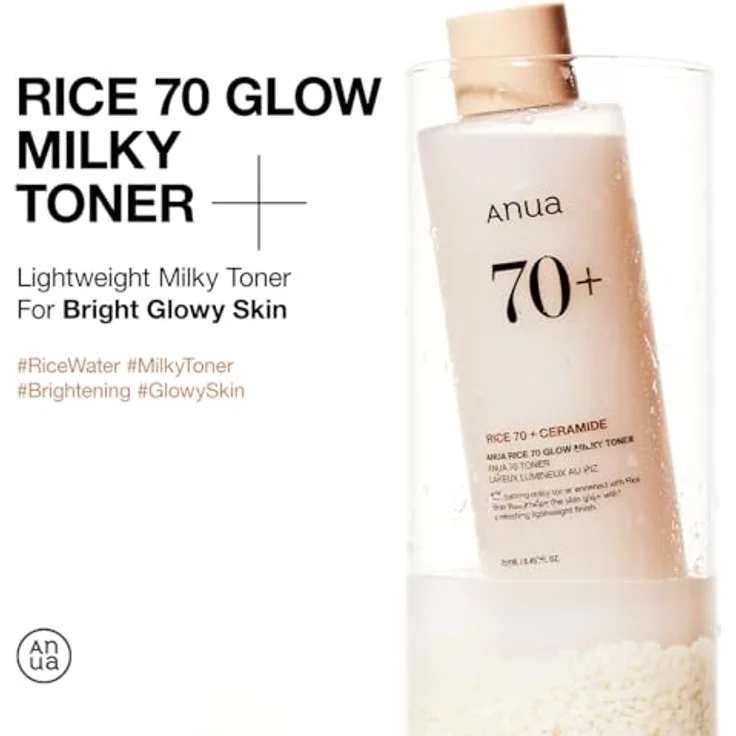 ANUA Rice 70 Glow Milky Toner, Reiswasser, Niacinamid, Ceramide, Panthenol, 250 ml/8,45 fl.oz. – Bild 3