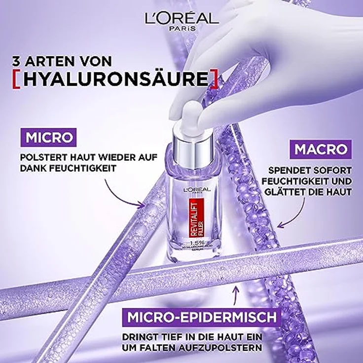 L'Oréal Paris Revitalift Filler Aufpolsterndes mini Serum für Frauen: 1,5% Hyaluronsäure, 15ml – Bild 4