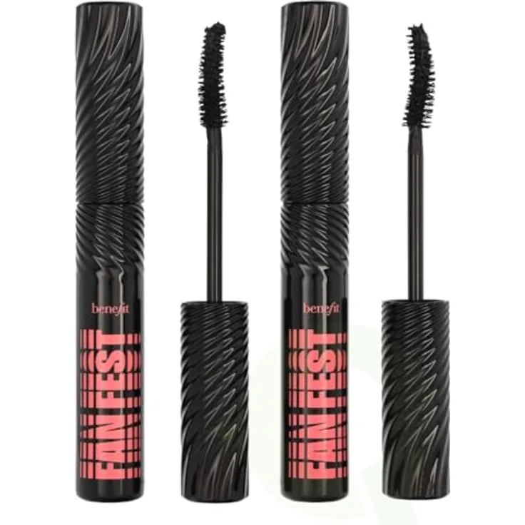 Benefit Fan Fest Fanning & Volumizing Mascara Duo Set, 2x 8.5g, Voluminöse schwarze Wimpern mit fächerartigem Effekt