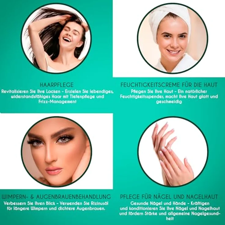 KANZY Rizinusöl Bio Kaltgepresst 100ml, Organisches Rizinusöl für Haarwachstum, Hautpflege, Wimpern und Augenbrauen, reich an Vitamin E und Omega-6-Fettsäuren – Bild 5