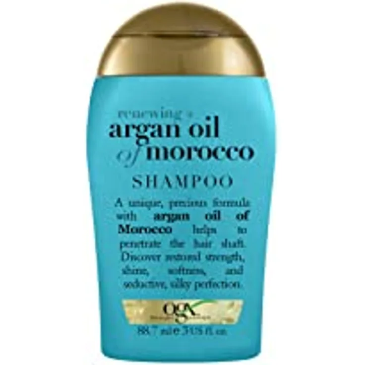 OGX Renewing Argan Oil of Morocco Shampoo (88 ml), regenerierendes Haarpflege Shampoo mit marokkanischem Arganöl, Volumenshampoo, sulfatfrei