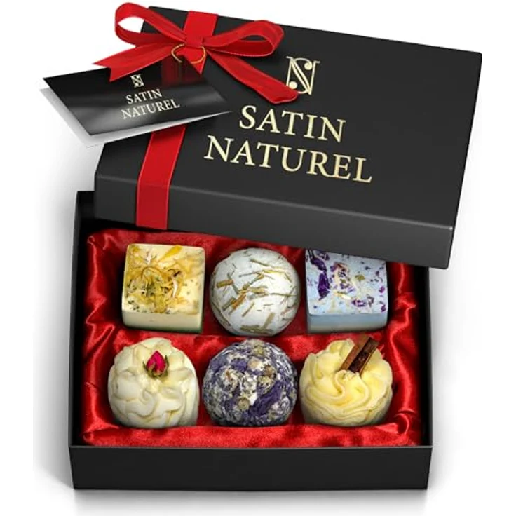 Satin Naturel Bio Badekugeln Divine Moments Geschenk-Set 6Tlg. – Bild 2