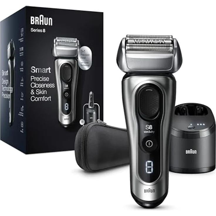 Braun Gesichtshaarrasierer Series 8, 8467cc System wet&dry, SmartClick-Präzisionstrimmer, hergestellt in Deutschland – Bild 1