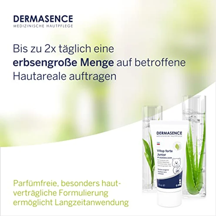 DERMASENCE Vitop forte Junior - Intensivpflege für die sensible,trockene und zu Rötungen niegende Kinderhaut - stärkt die Barriere der Haut - für Babys ab drei Monaten und Kleinkinder - 75 ml – Bild 5