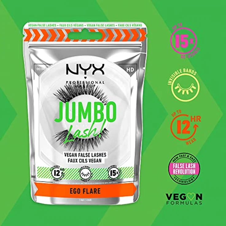NYX Professional Makeup Jumbo Lash! künstliche Wimpern Typ 05 Ego Flare, Intensive Wimpernverlängerung für einen eindrucksvollen Blick – Bild 5