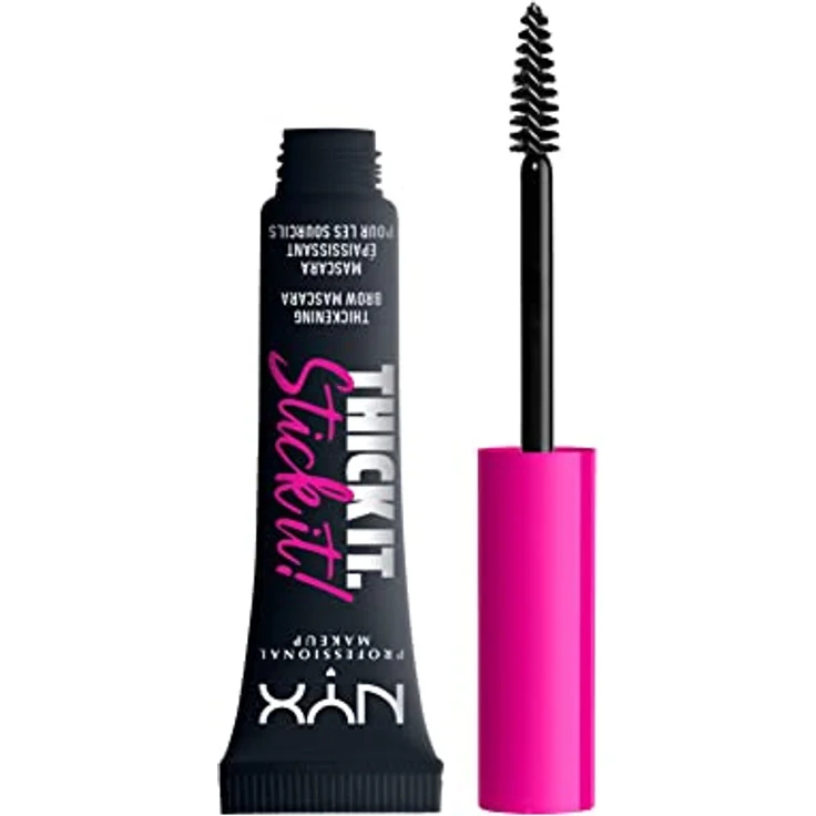NYX Professional Makeup Thick it Stick It Brow Mascara, Augenbrauengel mit Langzeiteffekt, Farbton 08 - Black, 7 ml – Bild 1