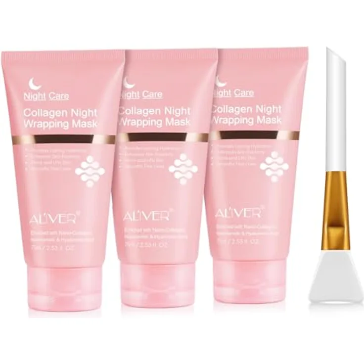 P-Beauty Collagen Gesichtsmaske über Nacht, 75ml - Peel Off Nachtmaske mit Lifting-Effekt, Hyaluronsäure, Niacinamid & Ceramide, für alle Hauttypen