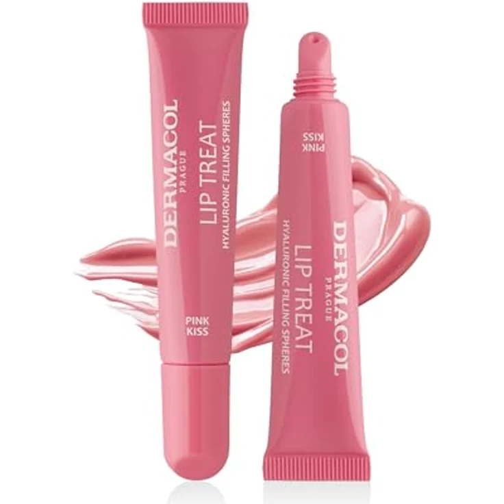 Dermacol Lip Treat Hydratisierendes Lipgloss, Farbton 5 Pink Kiss (Strawberries & Cream), 10 ml, feuchtigkeitsspendend und glättend – Bild 1