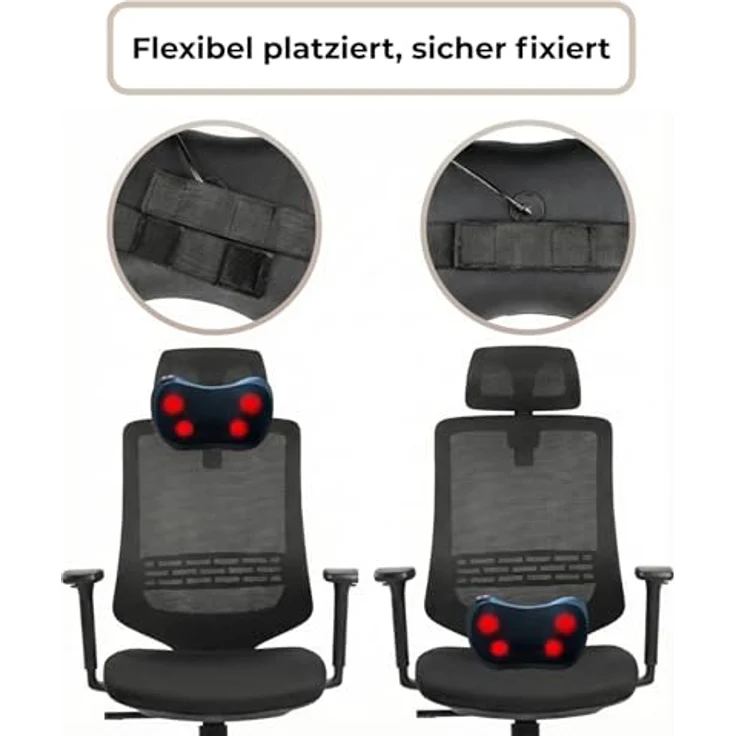 smartEC Witali Shiatsu Massagekissen mit ComfortHeat, elektronisches Nacken- und Rückenmassagegerät mit 4 rotierenden Massageköpfen, Wärmefunktion, für Rücken, Nacken, Schultern & Beine – Bild 3