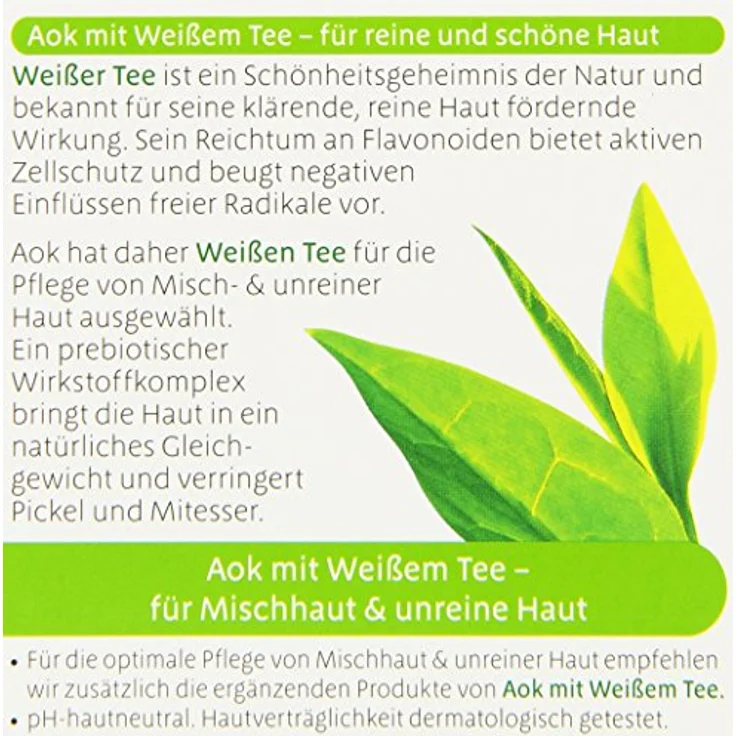 AOK Mattierende Tagespflege mit weißem Tee, 50 ml, Prebiotischer WirkKomplex gegen Talgüberproduktion, ohne Parabene – Bild 4