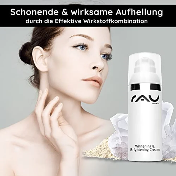 RAU Cosmetics Whitening & Brightening Cream 50 ml - Hautaufheller Creme, entfernt Sommersprossen, Pigment- und Altersflecken, ohne Arbutin - Natürliche Wirkstoffe, made in Germany – Bild 4