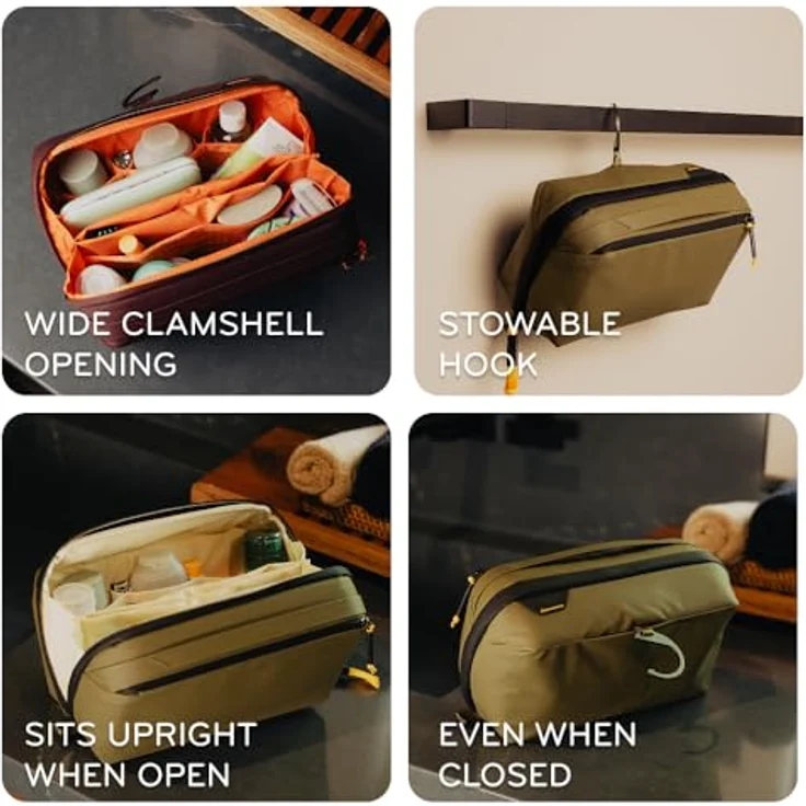 Peak Design Kulturbeutel, Dopp Kit Eclipse, wetterfest, aufrecht oder hängend, mit magnetischer Zahnbürstentasche und breiter UltraZip-Öffnung, für Damen und Herren – Bild 2