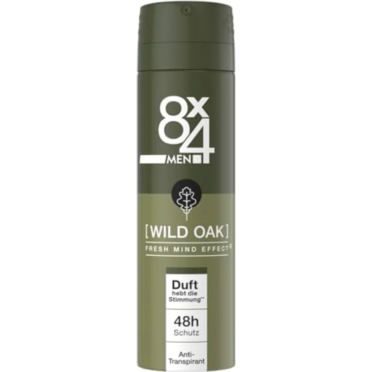 8X4 Men Wild Oak Deospray, Anti-Transpirant für Männer mit 48h Schutz, maskuliner holziger Duft, 150 ml – Bild 1