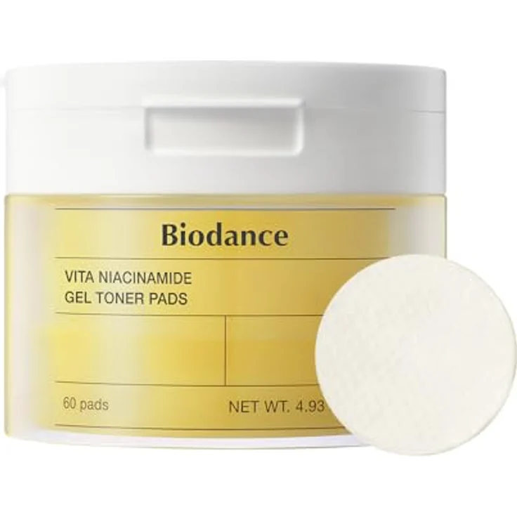 BIODANCE Vita Niacinamid-Gel-Tonik-Pads, Fleckenkorrektor und sanftes Peeling für vereinheitlichten Hautton, 140 g, 60 Pads – Bild 1