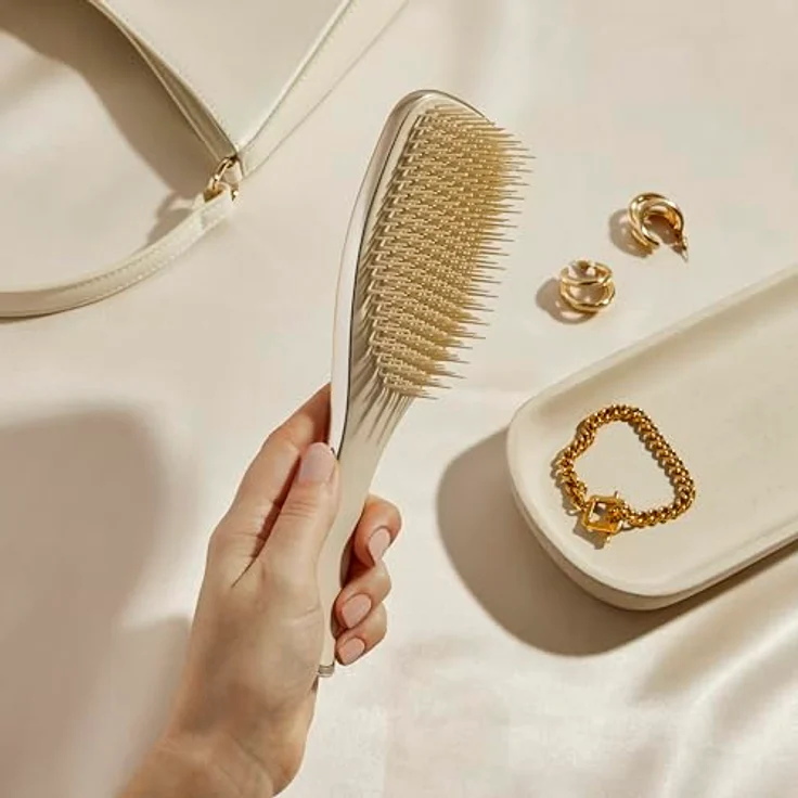 Tangle Teezer The Ultimate Detangler Chrom-Haarbürste, reduziert Haarbruch, zweistufige Zähne, nasses & trockenes Haar, alle Haartypen - Schwarz – Bild 5