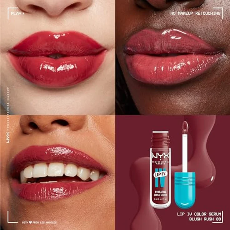 NYX Professional Makeup Lip IV, langlebiger Lipgloss mit feuchtigkeitsspendender Wirkung, Farbton 09 - BLUSH RUSH, 5 ml – Bild 2