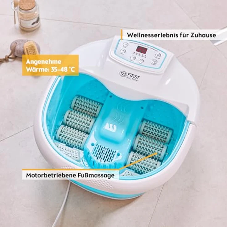 TZS FIRST AUSTRIA Fußbad Profi Fußsprudelbad, 450W mit Infrarot, Heizfunktion, 6 Massagerollen, Vibrations- und Luftblasenmassage, für Schuhgröße bis 47 – Bild 3