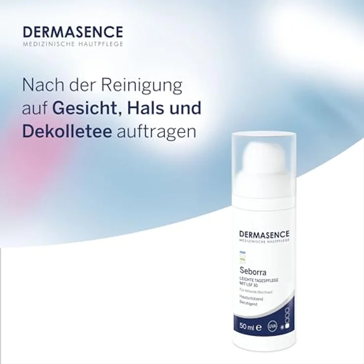 DERMASENCE Seborra Leichte Tagespflege mit LSF 30, 50 ml - Feuchtigkeitsspendende Hautpflege für fettige oder Mischhaut - Männerpflege mit UV-Schutz und Bisabolol, parfümfrei – Bild 5