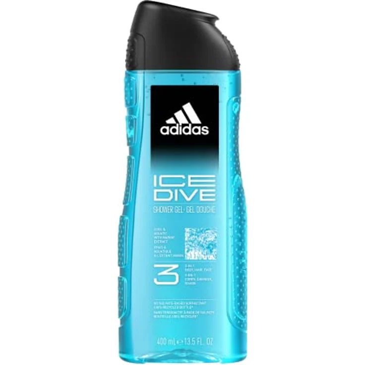 adidas 3in1 Ice Dive Duschgel für ihn, mit aquatisch-frischem Duft, 400 ml – Bild 1