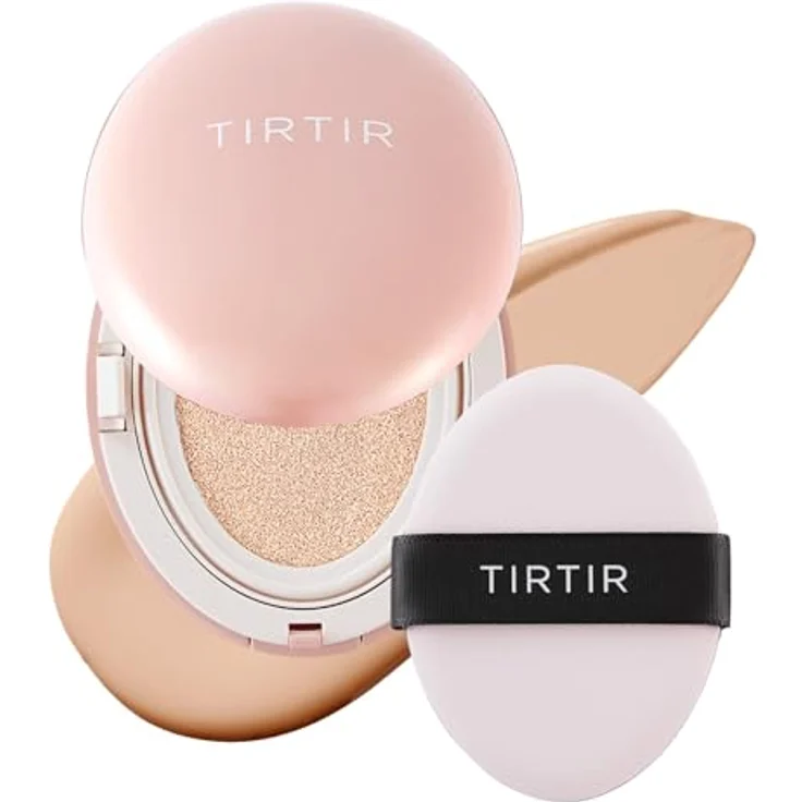 TIRTIR Mask Fit All Cover Cushion, mattierendes Make-up im Schwämmchen, Farbton 17C Porcelain, 18 g, hohe Deckkraft, spendet Feuchtigkeit – Bild 1