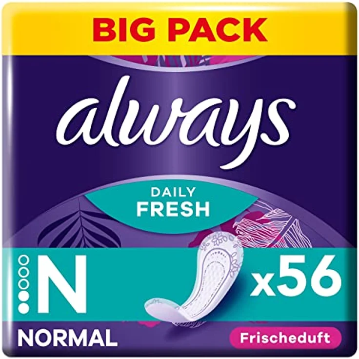 Always Slipeinlage Fresh&Protect Normal Fresh BigPack 56, atmungsaktiv mit Frischeduft und saugfähigem Kern – Bild 1