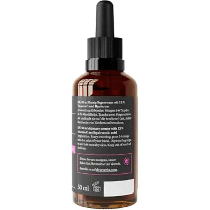 Dr. Severin 12% Vitamin C Hyaluron Serum Ultra 50 ml - Hochkonzentriertes Gesichtsserum mit Hyaluronsäure - Aufhellend, Anti-Aging, Anti-Falten - Auch gegen Pigmentflecken und Augenringe - Vegan – Bild 3