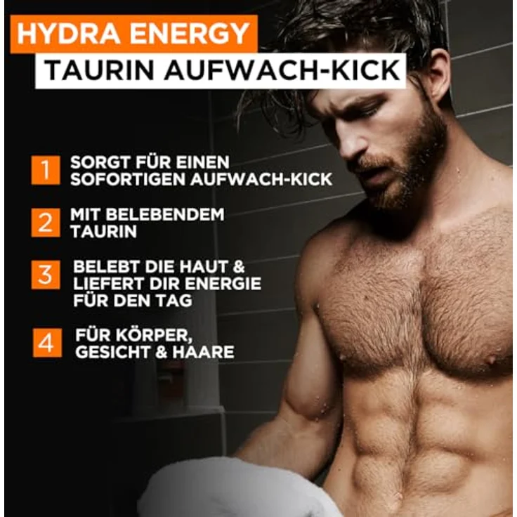 L'Oréal Men Expert Hydra Energy Duschgel und Shampoo für Männer, 1 x 1000 ml, holzig-frischer Duft, belebende Formel mit Taurin, recyceltes Plastik – Bild 2