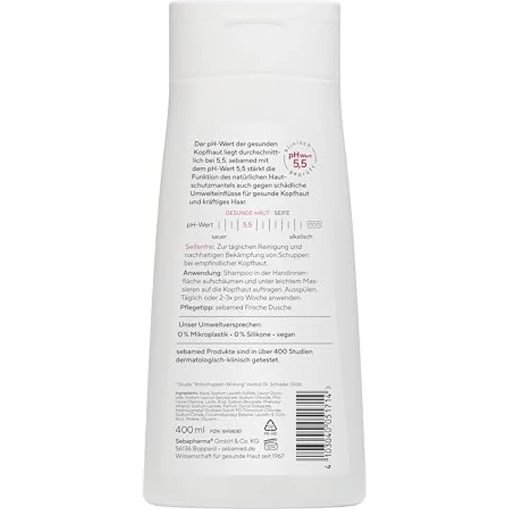 Sebamed Anti-Schuppen Shampoo 400 ml, für normales Haar, klinisch getestet, bis zu 95% weniger Schuppen nach 4 Wochen, vegan – Bild 2