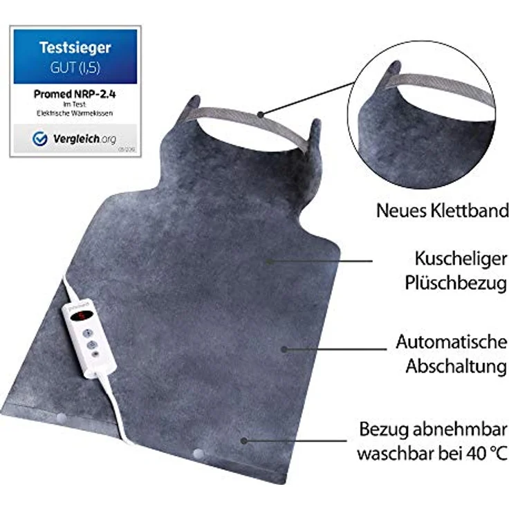 Promed Rücken - und Nackenheizkissen Nrp - 2.4, Heizkissen für Rücken, Nacken, Schulter, Wärmekissen mit Abschaltautomatik waschbar, 10 Temperaturstufen, Überhitzungsschutz – Bild 3