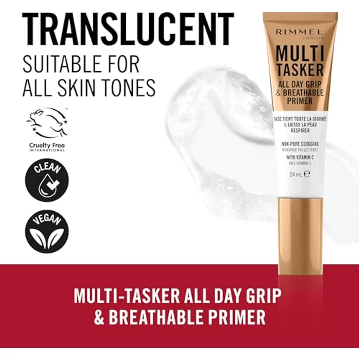 Rimmel Multi-Tasker All Day Grip & Breathable Primer, Gel-Textur Make-up Grundierung mit Hyaluronsäure, 24 ml – Bild 2