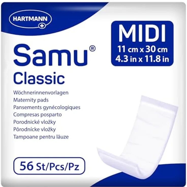 Samu Classic Midi, Wöchnerinnen-Vorlagen Wochenbettbinden, 4x56 Stück, hochabsorbierend, hautfreundlich, geräuscharm – Bild 1