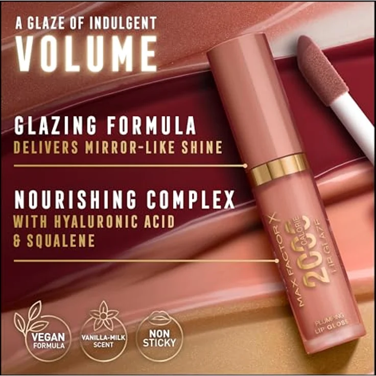 Max Factor 2000 Calorie Lip Glaze, brillanter Farbglanz, auffüllender Effekt, vegane Formel, 005, Honey Crème, 4,4 ml – Bild 3