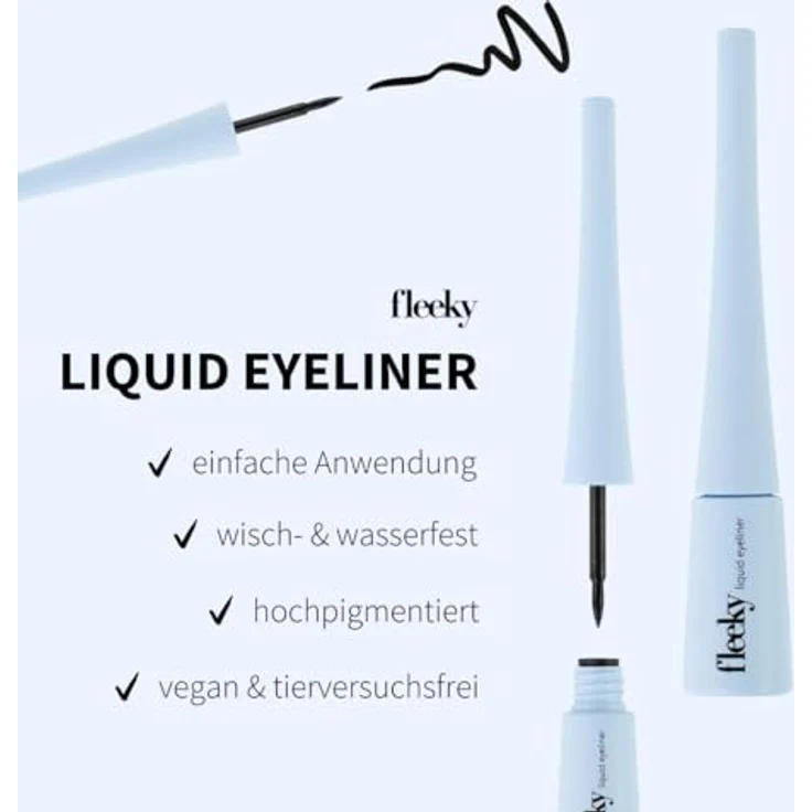 fleeky Liquid Eyeliner Pen, intensives Schwarz, wasserfeste Formel für präzise Lidstriche, 3 g – Bild 3