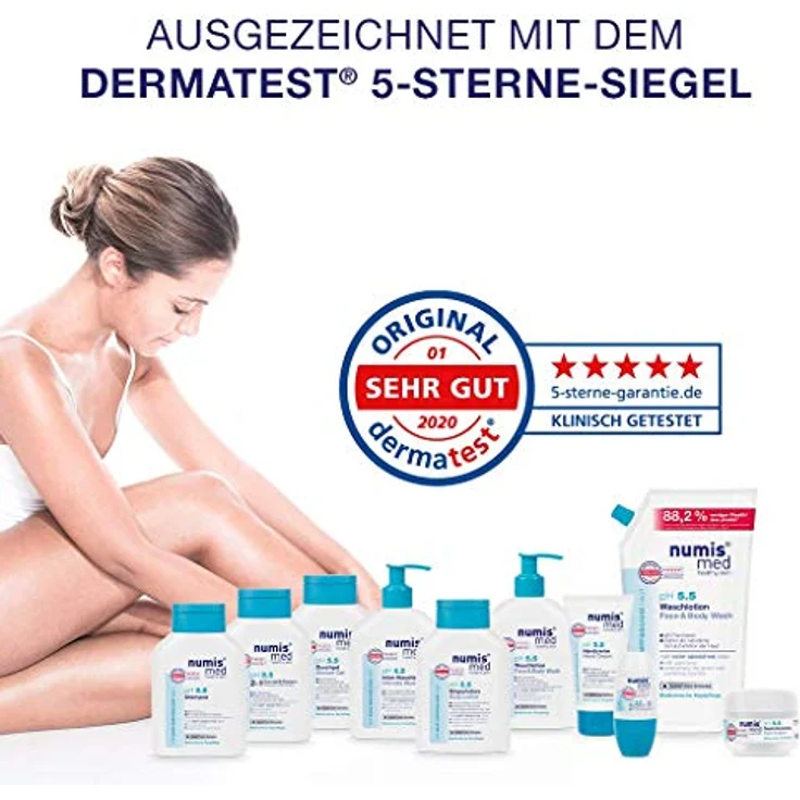 numis med Shampoo ph 5.5 - Hautberuhigendes Haarshampoo für sehr empfindliche & sensible Haut - vegane Haarpflege ohne Silikone, Parabene & Mineralöl - Haar Shampoo (1x 200 ml) – Bild 5