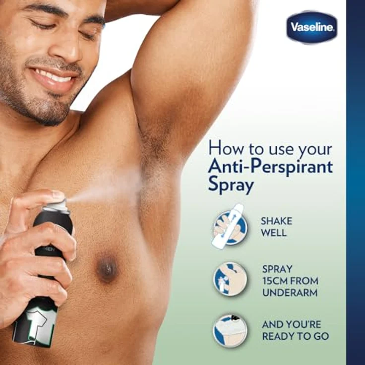 Vaseline Double Invisible Herren Pro-derma Antitranspirant Spray, 250 ml mit 48h Schweißschutz und langanhaltender Frische – Bild 3