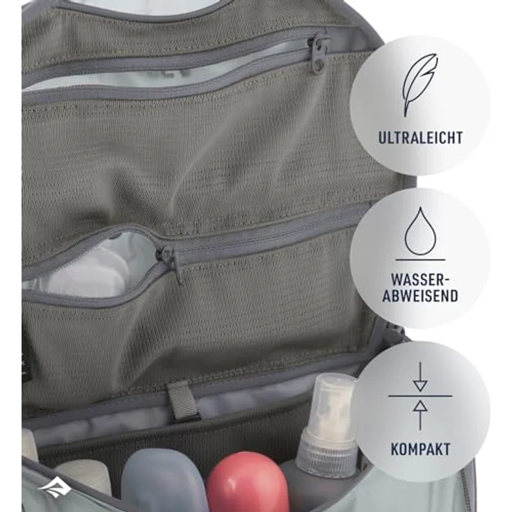 Sea To Summit Ultra-Sil Hanging Toiletry Bag, Necessaire, Grau, 6 l mit bruchsicherem Spiegel und Aufhängeoption – Bild 5