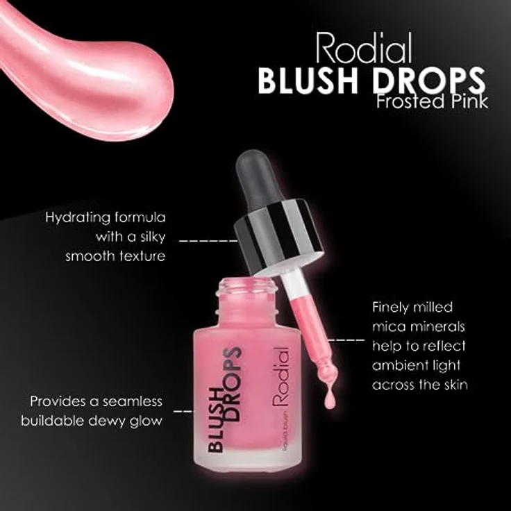 Rodial Blush Drops Frosted Pink 15 ml - Feuchtigkeitsspendendes Gesichts-Rouge, lang anhaltendes Finish, natürlich strahlendes, taufrisches Hautglow, flüssiges rosa Rouge – Bild 2