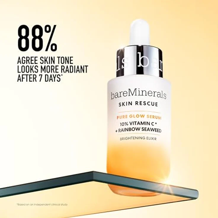 bareMinerals SKIN RESCUE Pure Glow Gesichtsserum, 30 ml, mit 10 % Vitamin C und Regenbogenalge, Coral – Bild 6