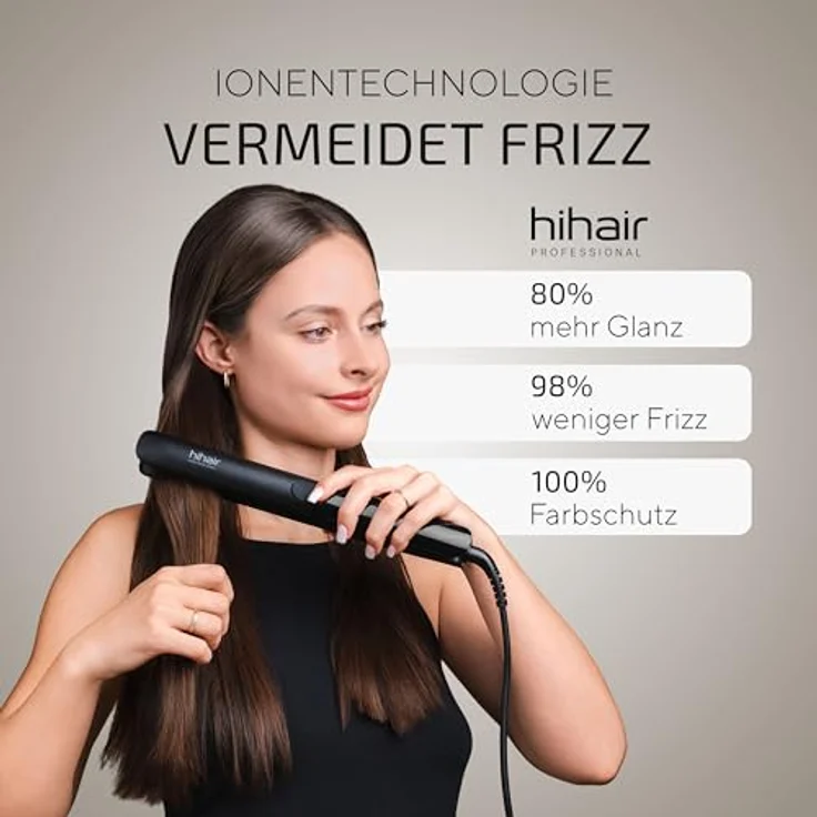 hihair Glätteisen Lunéa One, Keramikplatten mit GleamFlow-Technologie, LCD Display 110–230 °C, 2,5 m Kabel, 405 g leicht – Bild 2