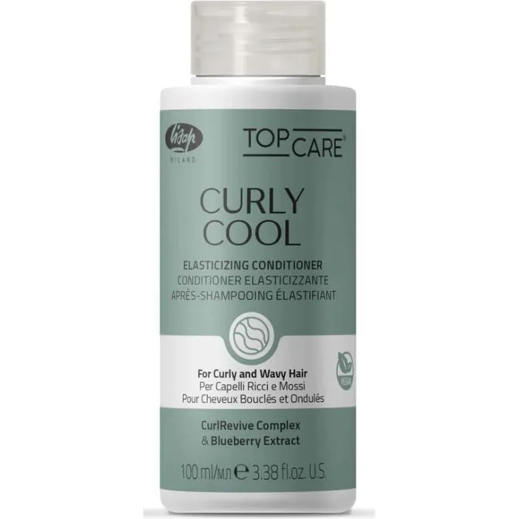 Lisap Top Care Curly Cool Elasticizing Conditioner, 100ml, feuchtigkeitsspendend mit CurlRevive Complex und Blaubeerextrakt für definierte Locken