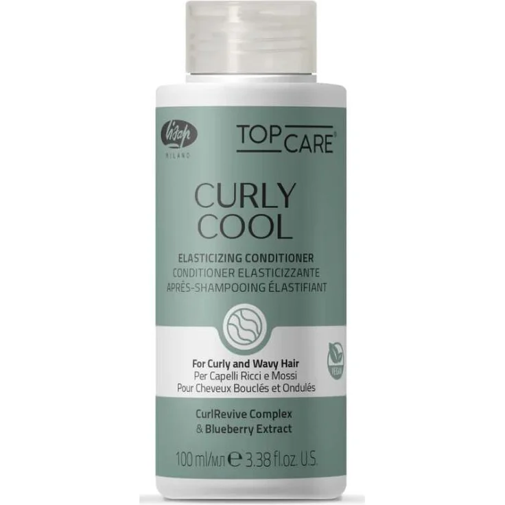 Lisap Top Care Curly Cool Elasticizing Conditioner, 100ml, feuchtigkeitsspendend mit CurlRevive Complex und Blaubeerextrakt für definierte Locken