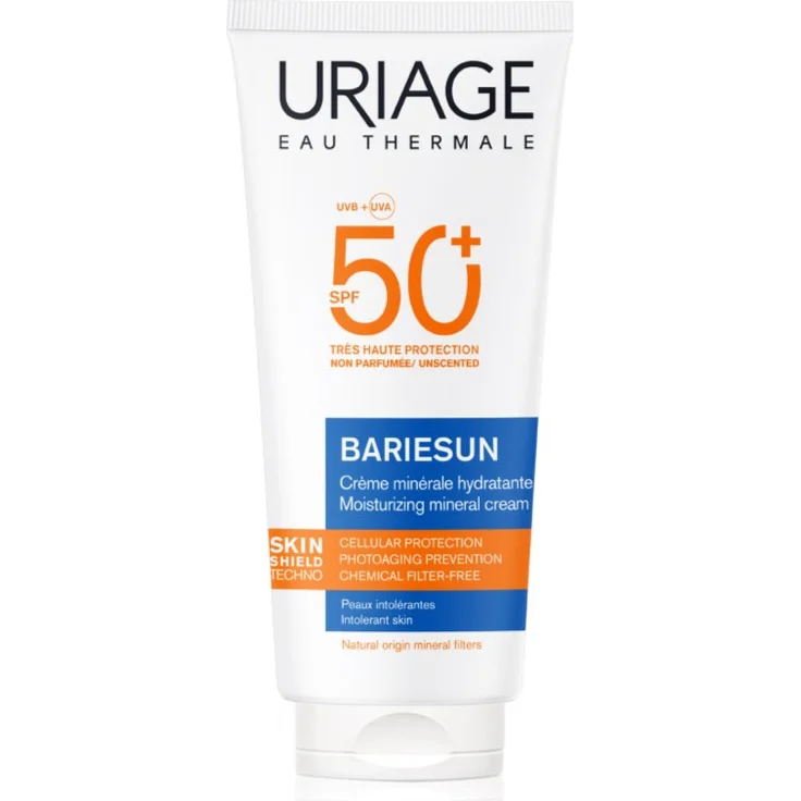 Uriage Bariésun Mineral Cream SPF 50+, mineralisierende Schutzcreme für Gesicht und Körper, wasserfest, 100 ml